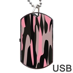 Pink And Black Camouflage Abstract 2 Dog Tag Usb Flash (two Sides) 