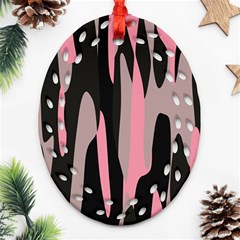 Pink And Black Camouflage Abstract 2 Oval Filigree Ornament (2-side) 