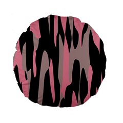 Pink And Black Camouflage Abstract 2 Standard 15  Premium Flano Round Cushions