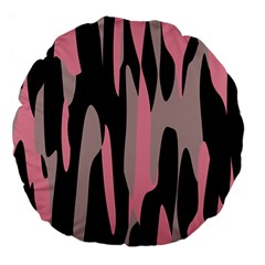 Pink And Black Camouflage Abstract 2 Large 18  Premium Flano Round Cushions