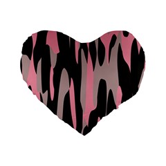 Pink And Black Camouflage Abstract 2 Standard 16  Premium Flano Heart Shape Cushions