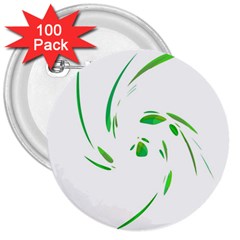 Green Twist 3  Buttons (100 Pack)  by Valentinaart