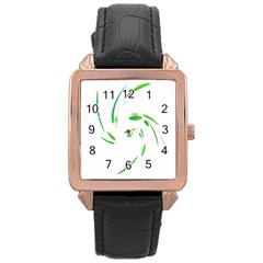 Green Twist Rose Gold Leather Watch 