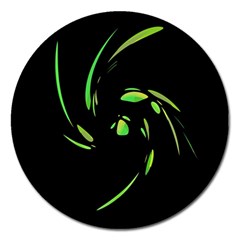 Green Twist Magnet 5  (round) by Valentinaart