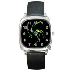 Green Twist Square Metal Watch by Valentinaart