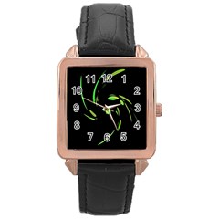 Green Twist Rose Gold Leather Watch  by Valentinaart