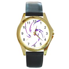 Purple Twist Round Gold Metal Watch by Valentinaart