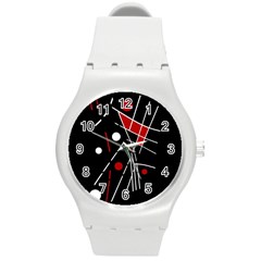 Artistic Abstraction Round Plastic Sport Watch (m) by Valentinaart