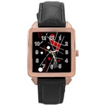 Artistic abstraction Rose Gold Leather Watch  Front