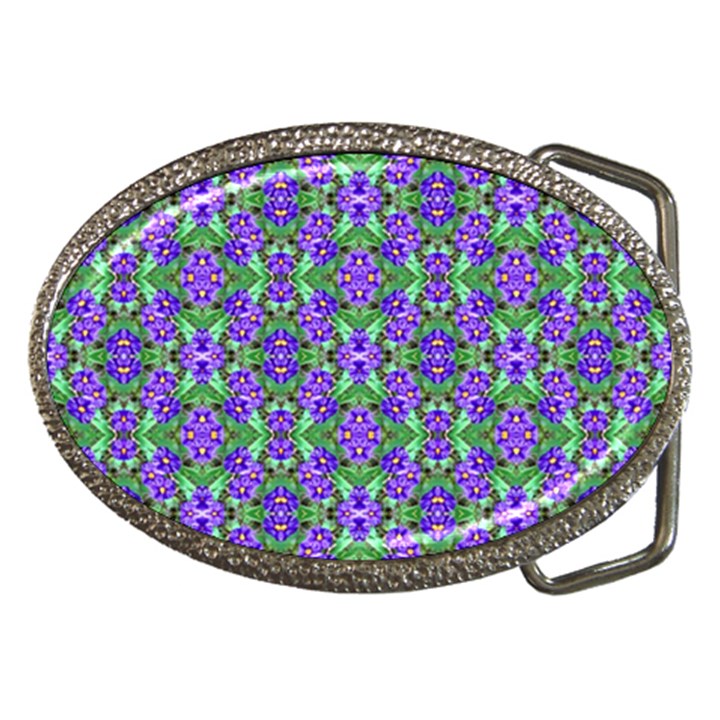 Pretty Purple Flowers Pattern Belt Buckles