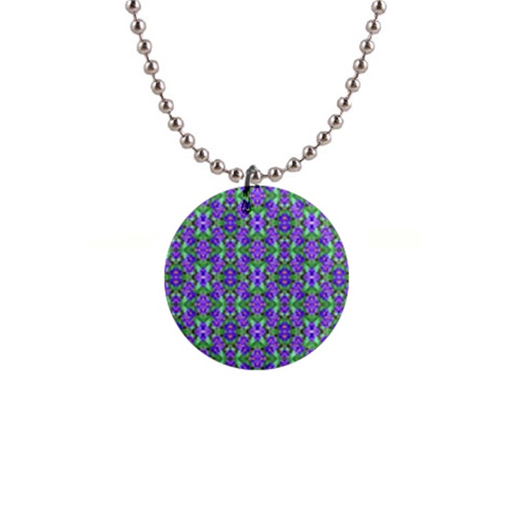 Pretty Purple Flowers Pattern Button Necklaces