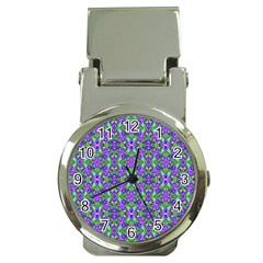 Pretty Purple Flowers Pattern Money Clip Watches by BrightVibesDesign