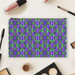 Pretty Purple Flowers Pattern Cosmetic Bag (large)  by BrightVibesDesign