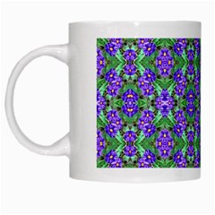 Pretty Purple Flowers Pattern White Mugs by BrightVibesDesign