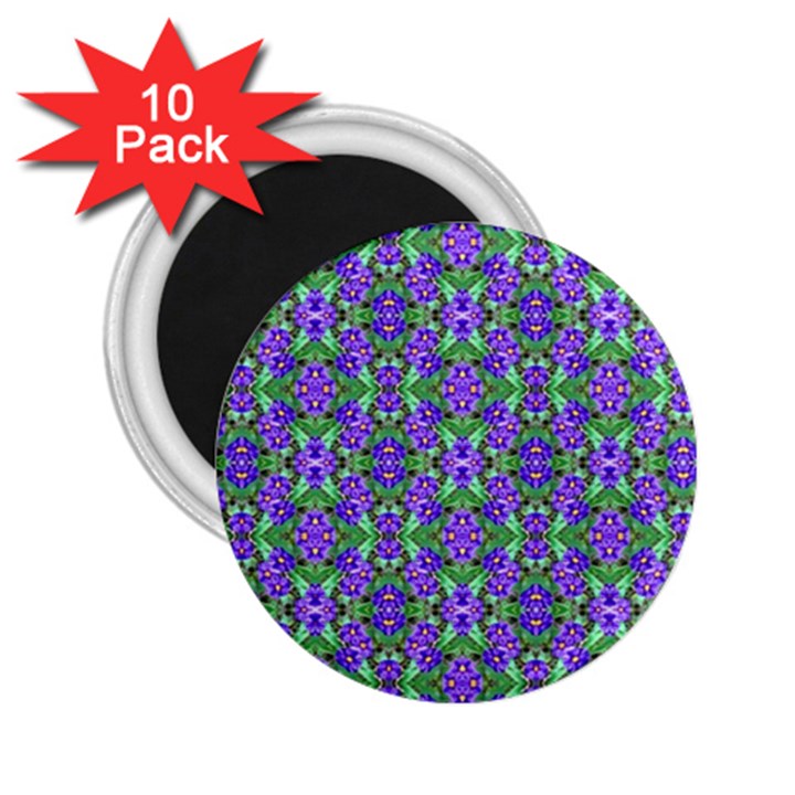 Pretty Purple Flowers Pattern 2.25  Magnets (10 pack) 