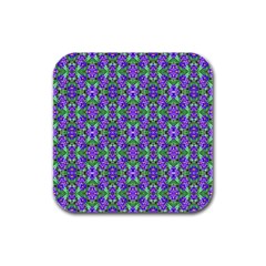 Pretty Purple Flowers Pattern Rubber Square Coaster (4 Pack)  by BrightVibesDesign