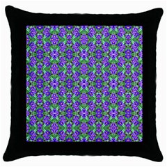 Pretty Purple Flowers Pattern Throw Pillow Case (black) by BrightVibesDesign