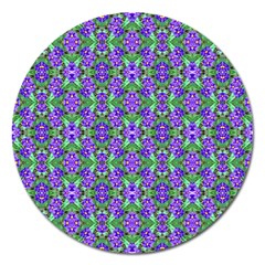 Pretty Purple Flowers Pattern Magnet 5  (round) by BrightVibesDesign