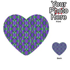 Pretty Purple Flowers Pattern Multi-purpose Cards (heart)  by BrightVibesDesign