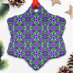 Pretty Purple Flowers Pattern Snowflake Ornament (2-side) by BrightVibesDesign