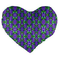 Pretty Purple Flowers Pattern Large 19  Premium Heart Shape Cushions by BrightVibesDesign