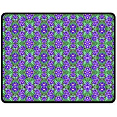 Pretty Purple Flowers Pattern Double Sided Fleece Blanket (medium) 