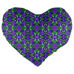 Pretty Purple Flowers Pattern Large 19  Premium Flano Heart Shape Cushions Front