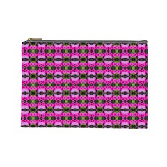 Pretty Pink Flower Pattern Cosmetic Bag (large)  by BrightVibesDesign