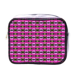 Pretty Pink Flower Pattern Mini Toiletries Bags by BrightVibesDesign