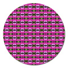 Pretty Pink Flower Pattern Magnet 5  (round) by BrightVibesDesign