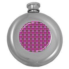 Pretty Pink Flower Pattern Round Hip Flask (5 Oz) by BrightVibesDesign