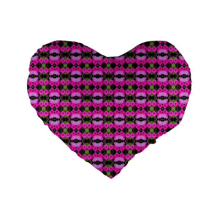 Pretty Pink Flower Pattern Standard 16  Premium Heart Shape Cushions