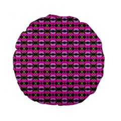 Pretty Pink Flower Pattern Standard 15  Premium Flano Round Cushions