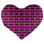 Pretty Pink Flower Pattern Large 19  Premium Flano Heart Shape Cushions Back