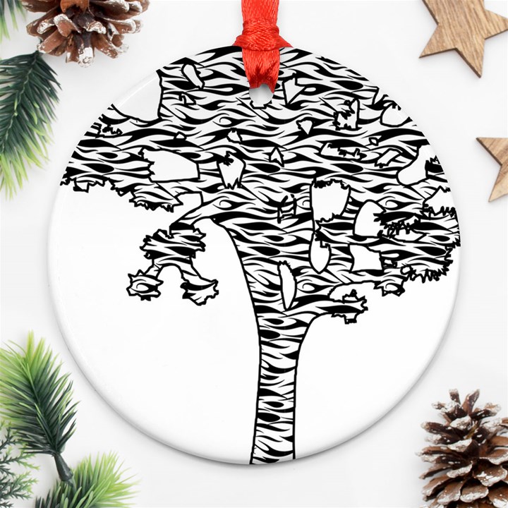 Joshua Tree Zebra Stripes Round Ornament (Two Sides) 