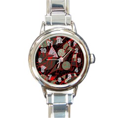 Artistic Abstraction Round Italian Charm Watch by Valentinaart