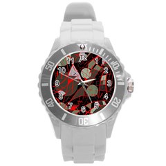 Artistic Abstraction Round Plastic Sport Watch (l) by Valentinaart