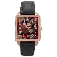 Artistic Abstraction Rose Gold Leather Watch  by Valentinaart