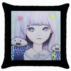 My Little Cloud Throw Pillow Case (black) by kaoruhasegawa