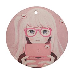 Gamegirl Girl Ornament (round)  by kaoruhasegawa