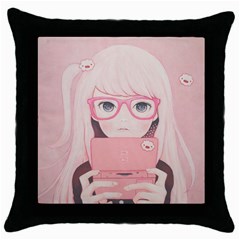 Gamegirl Girl Throw Pillow Case (black) by kaoruhasegawa