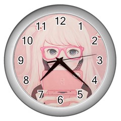 Gamegirl Girl Wall Clocks (silver)  by kaoruhasegawa