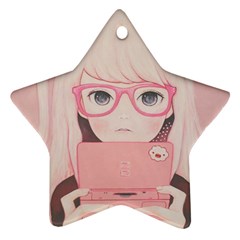 Gamegirl Girl Star Ornament (two Sides) 