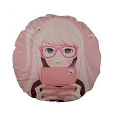 Gamegirl Girl Standard 15  Premium Flano Round Cushions by kaoruhasegawa