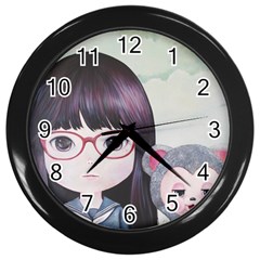 Close Encounter 4 Wall Clocks (black) by kaoruhasegawa