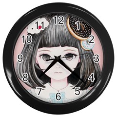 Maybe March<3 Wall Clocks (black) by kaoruhasegawa