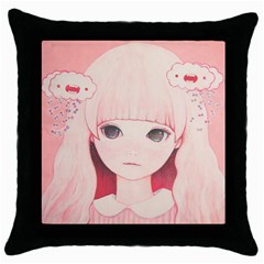 Spring Rain? Throw Pillow Case (black) by kaoruhasegawa