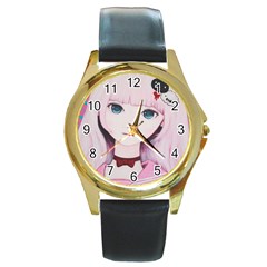 Sweet Tuesday Round Gold Metal Watch