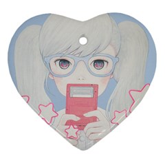 Gamegirl Girl Play With Star Ornament (heart)  by kaoruhasegawa