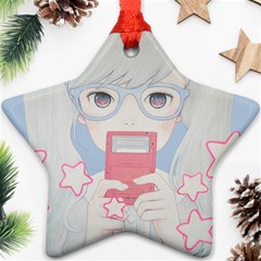 Gamegirl Girl Play With Star Ornament (star)  by kaoruhasegawa